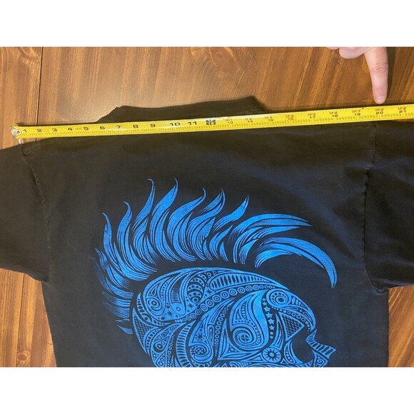 Vintage Neon Mohawk Skull Size Medium Black T-Shirt Short Sleeve 2 Sided Skulls - Picture 10 of 12